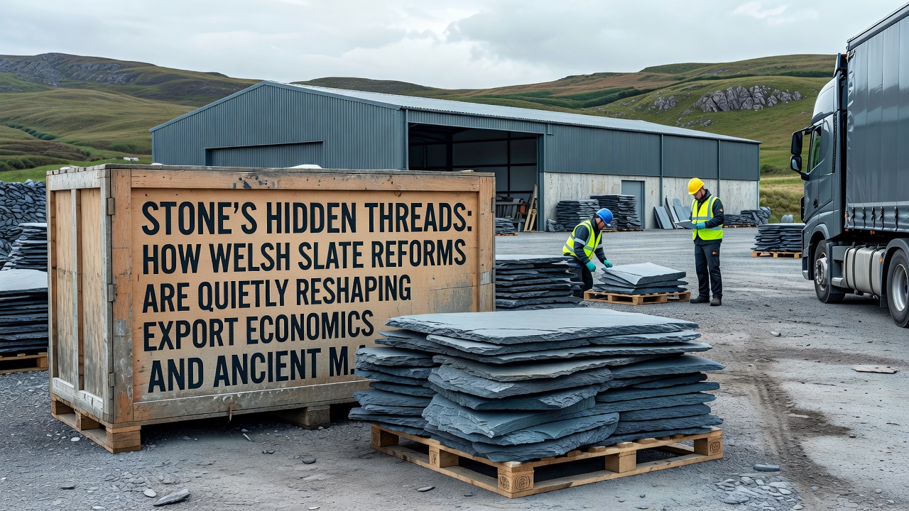 Conservators applying Welsh slate fragments to stabilize an ancient standing stone circle in a remote upland setting